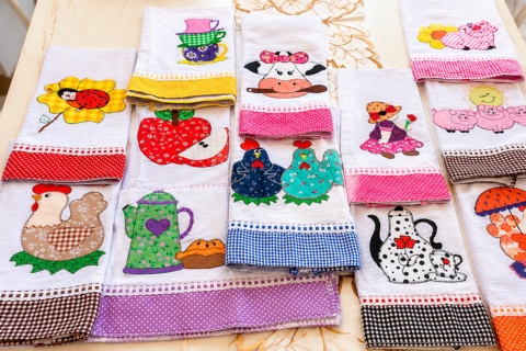 Conjunto de panos de prato em patchwork